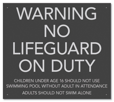 State Pool Sign - No Lifeguard - Massachusetts Compliant
