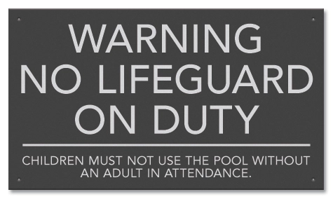 State Pool Sign - No Lifeguard - Minnesota Compliant