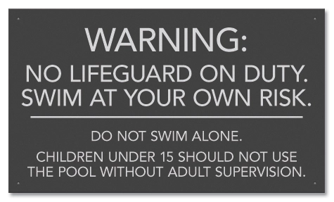 State Pool Sign - No Lifeguard on Duty - Maryland Compliant