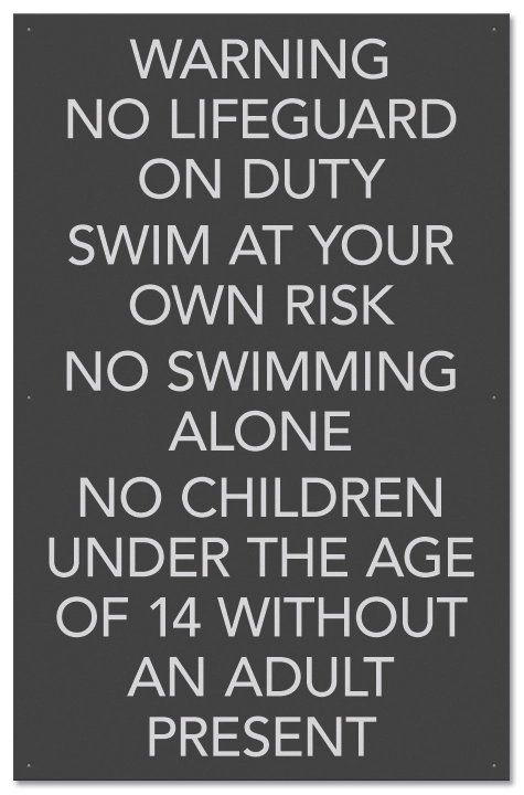 State Pool Sign - No Lifeguard - Virginia Compliant