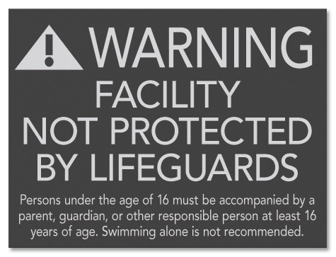 State Pool Sign - No Lifeguards - Illinois Compliant