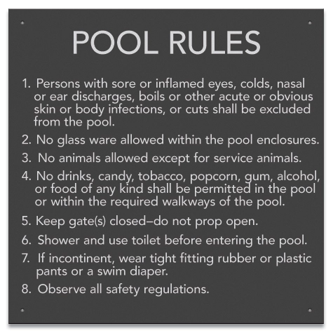 State Pool Sign - Pool Rules - Arizona Compliant