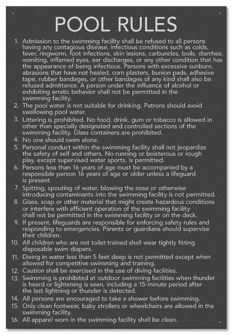 State Pool Sign - Pool Rules - Illinois Compliant
