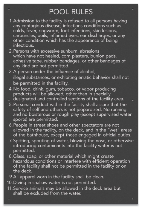 State Pool Sign - Pool Rules - KY Compliant