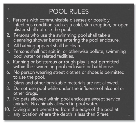 State Pool Sign - Pool Rules - Michigan Compliant