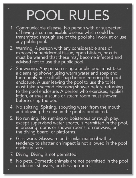 State Pool Sign - Pool Rules - Minnesota Compliant