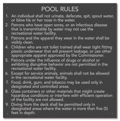 State Pool Sign - Pool Rules - West Virginia Compliant