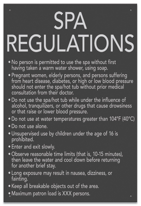 State Pool Sign - Spa Regulations - Nebraska Compliant