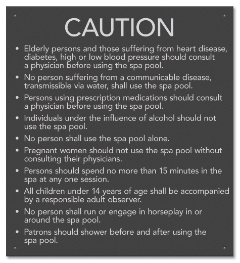 State Pool Sign - Spa Rules - Arkansas Compliant
