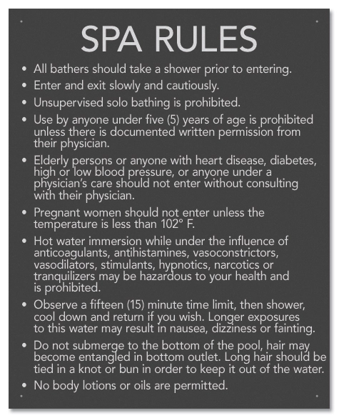 State Pool Sign - Spa Rules - Delaware Compliant