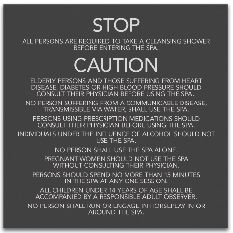 State Pool Sign - Spa Rules - Mobile, AL Compliant