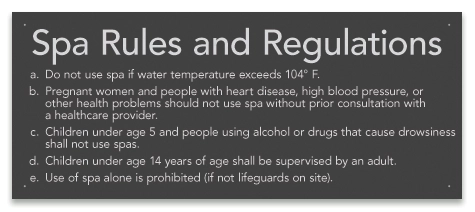 State Pool Sign - Spa Rules - Montgomery, AL Compliant