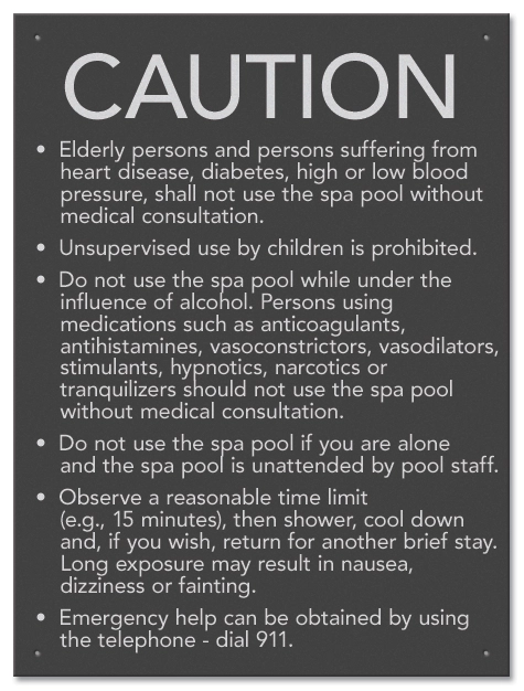State Pool Sign - Spa Rules - New York City Compliant