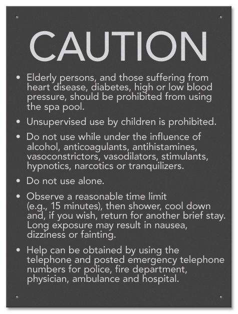 State Pool Sign - Spa Rules - New York Compliant