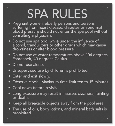 State Pool Sign - Spa Rules - Virginia Compliant