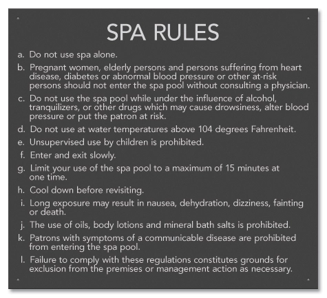 State Pool Sign - Spa Rules - Virginia Compliant