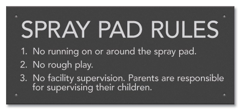 State Pool Sign - Spray Pad Rules - Iowa Compliant