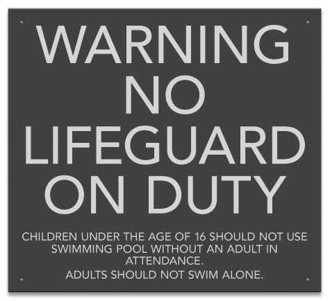 State Pool Sign - Warning No Lifeguard on Duty Sign - Maine Compliant