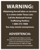 Texas Bilingual Human Trafficking Notice - Acrylic