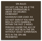 Texas Spa Rules Pool Sign