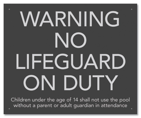 Warning No Lifeguard on Duty Sign