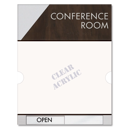 2-Line Meeting Room Sign w/Window & Sliding Panel