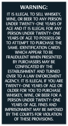 Colorado Alcohol Age Warning Sign