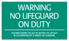 Delaware No Lifeguard On Duty Sign