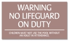 Minnesota No Lifeguard On Duty Warning Sign