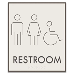 Restroom Sign w/ Unisex & ISA Symbols