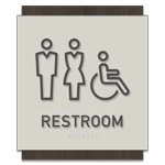 Restroom Sign w/ Unisex & ISA Symbols