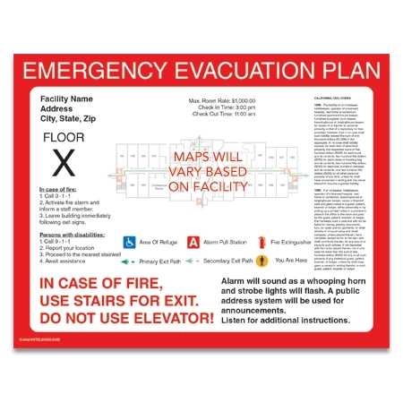 CA Guest Room Evac Map w/Border - Small Landscape