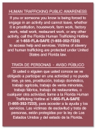Florida Bilingual Human Trafficking Sign