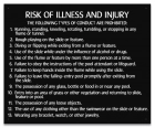 Georgia Water Slide Risk of Illness and Injury Sign