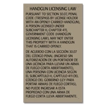 Handgun Licensing Law Sign (30.07) - Open Carry
