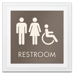 Restroom Sign w/ Unisex & ISA Symbols