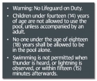 Roanoke, Virginia Pool Rules Sign