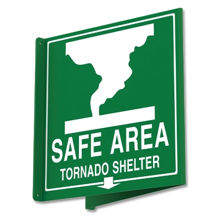 "Severe Weather, Shelter Area" Overhead Tornado Safety Sign