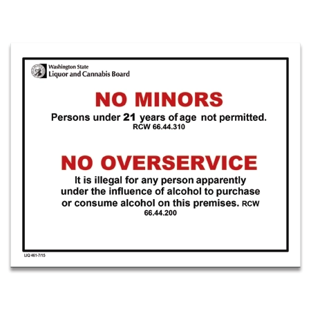 Washington Code - No Minors/No Overservice