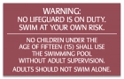Washington DC No Lifeguard Pool Rules Sign