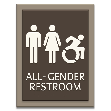 All-Gender Restroom Sign w/Male, Female & Dynamic ISA Symbols