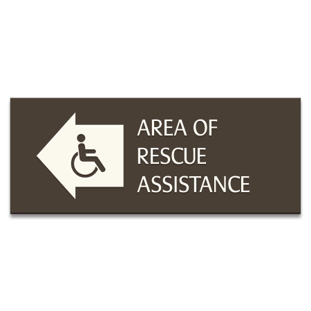 Area of Rescue Assistance Directional Sign - Left