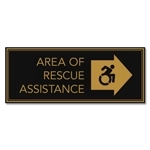 Area of Rescue Assistance Directional Sign w/Right Arrow and Dynamic ISA