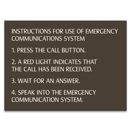 Emergency Communications System Instructional Sign