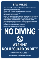 Spa Rules Sign w/ 4" No Diving Sign