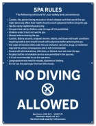 Spa Rules Sign w/ 5" No Diving Symbol