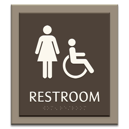 Women Restroom Sign w/Female & ISA Symbols