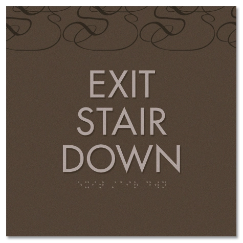 "Exit Stair Down" Egress Sign - CA Compliant