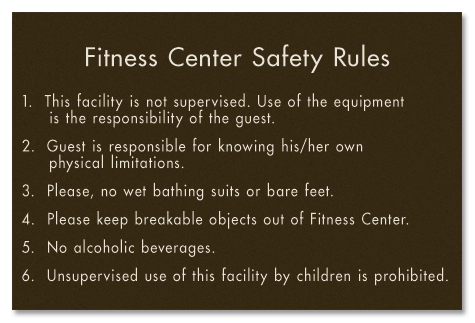 Fitness Center Safety Rules Sign