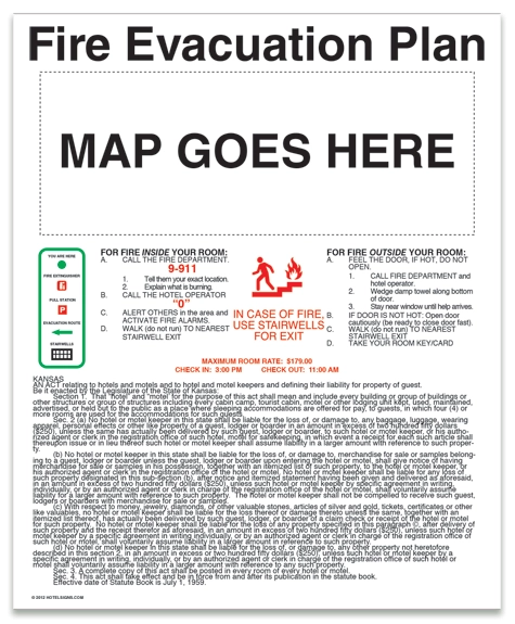 In Room Evacuation Plans w/State Laws & Room Rates